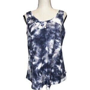 Ocean & Coast Blue And White Waffle Knit Tie Dye Tank Top‎ Women’s Size Medium